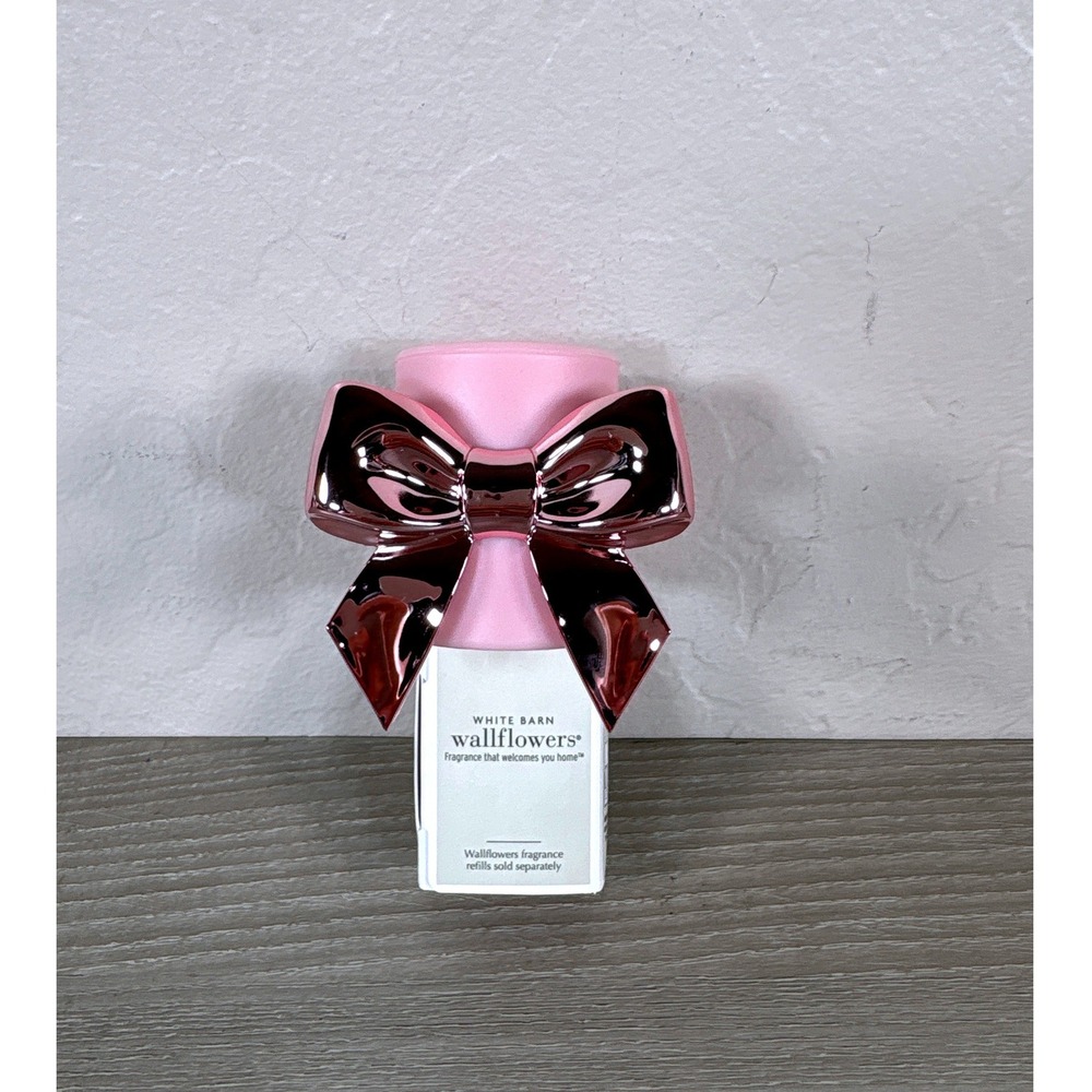Bath & Body Works White Barn Wallflowers Rose Gold Metallic Bow Plug In Pink